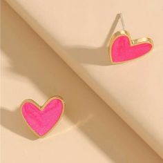 New! Dainty Pink & Gold Enameled Heart Shaped Boutique Stud Earrings Height 0.4" Width 0.5" Brand New In Package Life Isn't Perfect...But Your Outfit Can Be This Item Comes From A Pet & Smoke Free Environment! Never Purchased On Poshmark Before? Use My Code When You Sign Up & Save $10 Off Your First Purchase! Code: Berkleyandco Gold Enamel Heart Earrings, Valentine's Day Gold Heart Enamel Earrings, Valentine's Day Heart Charm Enamel Earrings, Gold Enamel Heart Earrings For Valentine's Day, Gold Heart Stud Earrings, Pink Heart Earrings, Gold Heart Studs, Heart Stud Earrings, Heart Shaped Earrings