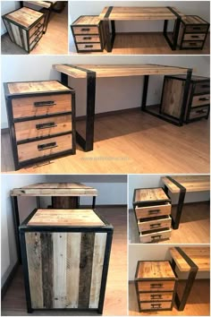 several pictures of different types of furniture made out of wood