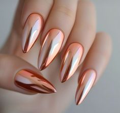 Chrome Nail Colors, Gold Chrome Nails, Aura Nails, Pink Chrome Nails, Ombre Acrylic Nails, Gold Chrome