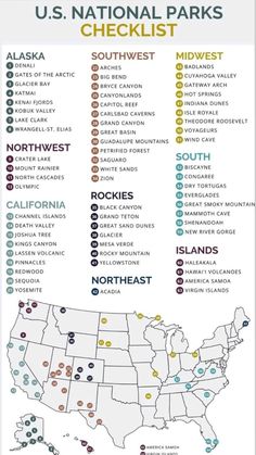 the u s national parks map shows where each park is located and what they are