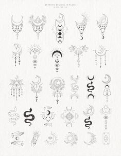 an image of tattoos drawn on paper with ink and watermarks, including the symbols for