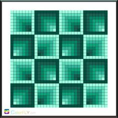 a green square pattern with squares in the middle