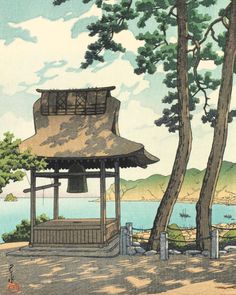 By Kawase Hasui, Shogetsu Temple, Ito, Izu 1933 You can learn more about Japanese art & culture with our weekly newsletter or find prints on our website, link in bio 🔗 Check out @jpnstudio2023 for more beautiful Japanese art 🏯🎋 Temple Poster, Afrikaanse Kunst