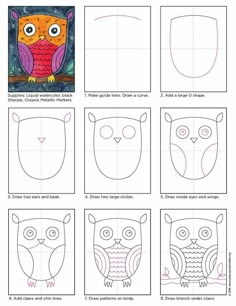 how to draw an owl with easy steps and pictures for kids - step by step instructions