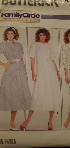 two women's dresses and one woman's dress sewing pattern from butterick