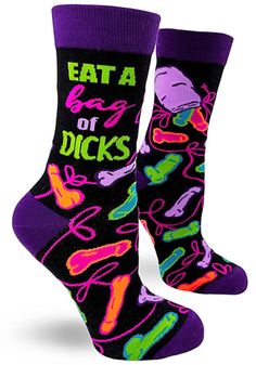 FABDAZ BRAND LADIES ‘EAT A BAG OF DICKS’ SOCKS Sublimated Socks, Silly Socks, Inked Shop, Sassy Women, Ladies Shoe, Comfortable Fits, Diy Clothes And Shoes, Women Crew Socks, Mens Back