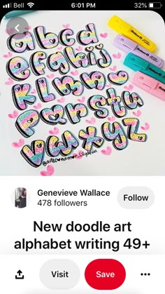 the new doodle art alphabet writing app on an iphone