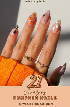 Découvrez les meilleures idées de nail art citrouille pour l'automne 2024 ! Inspirez-vous de nos 21 designs tendance pour des ongles citrouille parfaits ! #nailideas Fall Fun Nails, Nail Art Fall Autumn, Halloween Nail Ideas 2024, 3d Pumpkin Nails, Pumpkin Nail Art Halloween, Autumn 2024 Nails, Fall Nails Ideas Autumn 2024, Nails Autumn 2024, Pumpkin Nails Designs