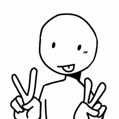 a drawing of a person giving the peace sign