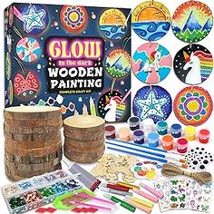 klmars Kids Wooden Painting Kit-Glow in The Dark-Arts & Crafts Gifts for Boys Girls Ages 5-12-Wood Slice Craft Activities Kits - Creative Art Toys for 5, 6, 7, 8, 9, 10, 11 & 12 Year Old Kids Wooden Painting, Crafts Gifts, Craft Activities, Gifts For Boys, For Kids, Paint, Toys, Wood, Gifts