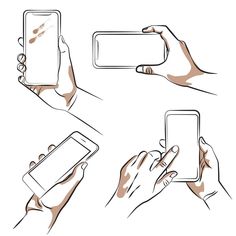 hands holding smart phones in different positions