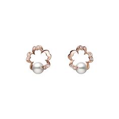 Mikimoto Jewelry, Cherry Blossom Earrings, Pearl Diamond Earrings, Diamonds And Pearls, Rose Gold Sparkle, Diamond Cluster Earrings, Mikimoto Pearls, Diamond Necklace Designs, Pearl And Diamond Earrings