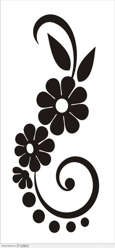 a black and white drawing of flowers on a white background