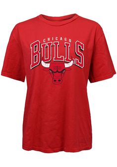 Let everyone know who you root for in this Chicago Bulls Red Burble Short Sleeve T-Shirt! This Chicago Short Sleeve Tee features a center front screen print team name and logo. Short sleeve, Finished seams, Soft hand, Straight hem, Very oversized, Recommend to size down, 100% Cotton, 4 University Red Crew Neck Tops For Fans, University Red Cotton T-shirt For Fan Merchandise, University Red Cotton T-shirt For Fans, Red Fan Apparel Top For Merchandise, Red Fan Apparel Tops, University Red Collegiate T-shirt For Fans, University Red Crew Neck T-shirt With Team Logo, University Red Crew Neck T-shirt For Fans, University Red Short Sleeve Fan Merchandise Top