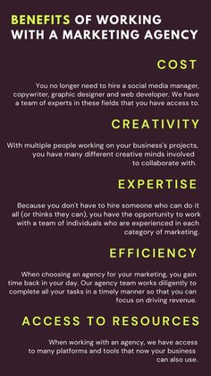 the benefits of working with a marketing agency infographical for small businesses, including social media