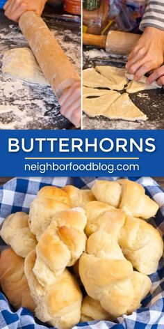 the process for making butterhrorns is shown here, and then it's made