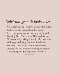 a pink background with the words, spiritual growth looks like