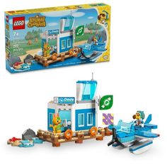 a lego box with an airplane and toy building set in it