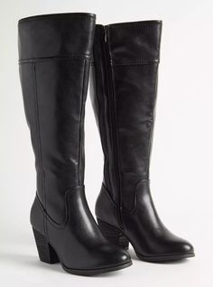 Almond Toe Heeled Knee Boot (WW)Plus Size Almond Toe Heeled Knee Boot (WW), BLACK New Street Style, Unique Fits, Shoes For Leggings, Knee Boot, Black Knees, Knee High Leather Boots, Womens Knee High Boots, Wide Calf, Wide Boots