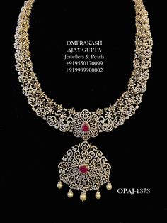 Diamond Haaram, Omprakash Jewellers, Pooja Mandir, Antique Bridal Jewelry, Indian Gowns, Jewelry Simple, Gold Jewelry Simple