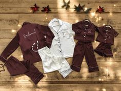 Luxurious Bridesmaid pajamas with Matching personalized Bride pajamas for Bridal party getting ready Hen party. Mother of the Bride/Groom. Our collection of bridesmaid pajamas and bride pajamas offers cozy and stylish options for your special day. With family pajamas and matching pajamas available, everyone can join in the celebration. Our bridesmaid shirts, bridesmaid PJs, and bridal pajamas are perfect for a coordinated look, while bridesmaid robes and personalized pajamas add a special touch. These sets make great maid of honor gifts, as well as thoughtful presents for the Mother of the Bride. They also double as wonderful Christmas gifts and are a must-have in womens shirts and loungewear! Order guide: Long option means long sleeve shirt and long pants/pajamas. Short option means short Bride Pajamas, Getting Ready Together, Bride Pajama, Bridesmaid Pajamas, Bridal Party Getting Ready, Bridesmaid Pjs, Pajamas Short, 2024 Family, Bridal Pajamas