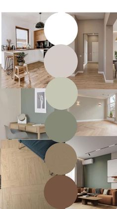 a collage of photos with different colors and furniture in it, including couches, chairs