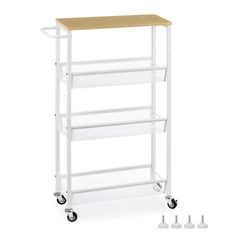 PRICES MAY VARY. Sturdy and Durable: This slim rolling cart is made of high quality fiberboard and metal mesh baskets, each layer of trapezoidal mesh baskets are designed to prevent things from falling. Ideal Size for Tight Spaces: This bathroom shelving unit organizer is 16.6*7.3*31.7 inches in design, the narrow shape makes good use of those untapped corner spaces in your home. Easy to install: The package comes with the necessary installation tools and instructions to guide you to install, yo Kitchen Shelving Unit, Slim Storage Cart, Bathroom Cart, Slim Shelf, Bathroom Shelving Unit, La Apartment, Slim Storage, Room Organizer, Kitchen Shelving