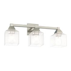 three light bathroom fixture with clear glass shades