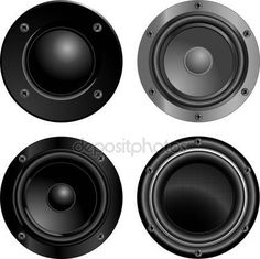 four speakers with metal plates on white background - miscellaneous objects / objects clippings