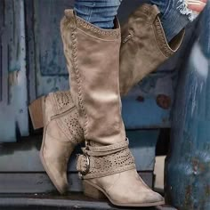 Category:Boots; Upper Materials:Faux Leather,PU; Season:Winter,Fall; Heel Type:Block Heel,Low Heel; Gender:Women's; Toe Shape:Round Toe; Type:Knee High Boots; Style:Minimalism,Casual,Vintage; Heel Height(inch):<1; Outsole Materials:Rubber; Occasion:Outdoor,Daily; Closure Type:Zipper; Pattern:Solid Color; Listing Date:08/18/2023; 2023 Trends:Cowgirl Boots,Plus Size,Cowboy Boots; Foot Length:null; Foot Width:null Shoes And Leg Warmers, Booties Outfit Fall, Arizona Ranch, Wide Calf Cowgirl Boots, Medieval Boots, Mountain Meadow, Boots For Girls, Fall Trends Outfits, Buy Boots