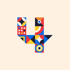 the letter u is made up of colorful geometric shapes