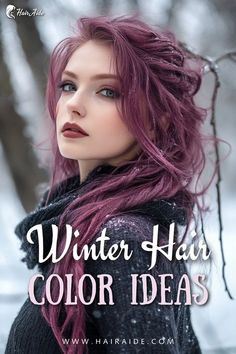 Smoky Amethyst Hair Color, Cold Color Hair, Christmas Color Hair Ideas, Christmas Hair Dye Ideas, Winter Purple Hair, Vivid Winter Hair Color, Winter Hair Color For Blue Eyes, Winter Color Hair Ideas, Hair Color Ideas Cool Tones