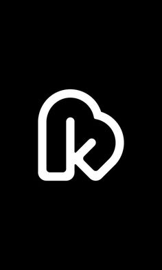 a black and white logo with the letter k in it's center, on a dark background