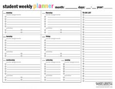 the student planner is shown in black and white with colorful writing on it, which includes daily