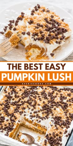 Want more simple Thanksgiving desserts? This simple fall recipe for pumpkin delight is almost no-bake! This simple pumpkin dessert starts with a graham cracker crust. Layered with cream cheese, pudding, and more, this pumpkin lush dessert is so luscious! Fall Desserts With Cream Cheese, Thanksgiving Desserts Ideas Easy, Best Dessert Recipes For Thanksgiving, Pumpkin Dirt Pudding, Easy Pumpkin Delight, Deserts Recipes Easy Fall, 3 Ingredient Fall Desserts, Pumpkin Layered Dessert Graham Crackers, Graham Cracker Pumpkin Dessert