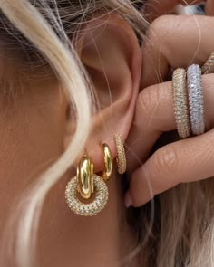 Luv Aj, Hoops Gold, Stacked Jewelry, Huggie Hoop Earrings, Jewelry Inspo, Steel Jewelry