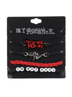 Mcr Jewelry, Mcr Bracelet, Mcr Merch, Band Merch Ideas, Jewelry Rope, Cute Emo Outfits, Emo Jewelry, Bracelet Rope, Hot Topic Jewelry