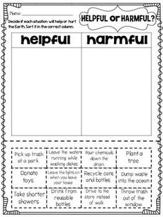 the helpful hamful worksheet for students to help them understand what they are doing