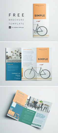 three different brochures with the same color scheme