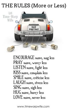 an image of a car with the words rules more or less