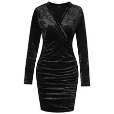 Womens Party Dress Velvet Long Sleeve Mini Wrap Dress Womens Party Dress, Elegant Party Dress, Dress Velvet, Mini Wrap, Elegant Party Dresses, Black Velvet Dress, Corduroy Dress, Spring Outfits Women, Mini Wrap Dress