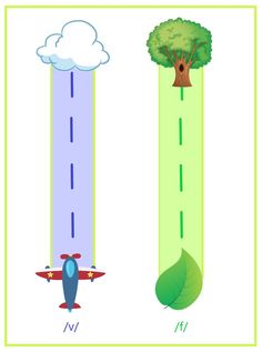 an image of two tall poles with trees and clouds on them, one is green and the other is blue