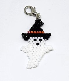 Ghost Wearing Witch Hat Brick Stitch Charm Ghost With Witch Hat, Halloween Earrings Beaded, Seed Bead Crafts, Earrings Patterns, Brick Stitch Pattern, Seed Bead Patterns, Beaded Earrings Patterns, West Texas, Miyuki Beads