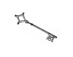 a black and white drawing of a skeleton key