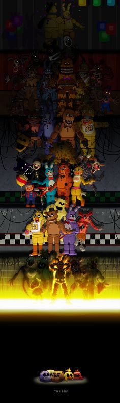 an image of some cartoon characters in the dark with yellow light coming from behind them