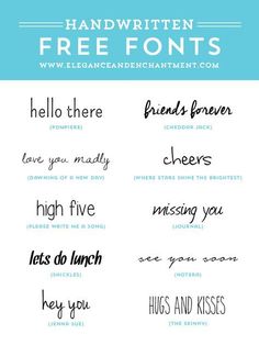 the handwritten font for different types of lettering