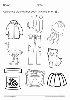 the letter j worksheet for children