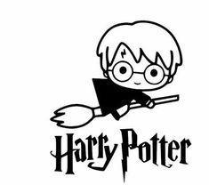 the harry potter logo is shown in black and white