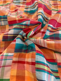 This multicolor patchwork madras plaid cotton shirting designer fashion fabric is a dazzling array of tones and hues. SKU: 8153 Content: 100% Cotton Color: Multicolor Width: 60 inches This fabric is a last cut and no longer in production. Once sold out, we are unable to get more. Madras Aesthetic, Madras Checks, Madras Plaid, Fashion Fabric, Crafts Ideas, Plaid Scarf, Fabric By The Yard, Editorial Fashion, Aesthetic Pictures