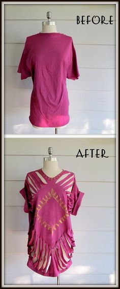 the before and after pictures of a t - shirt that has been made into a top